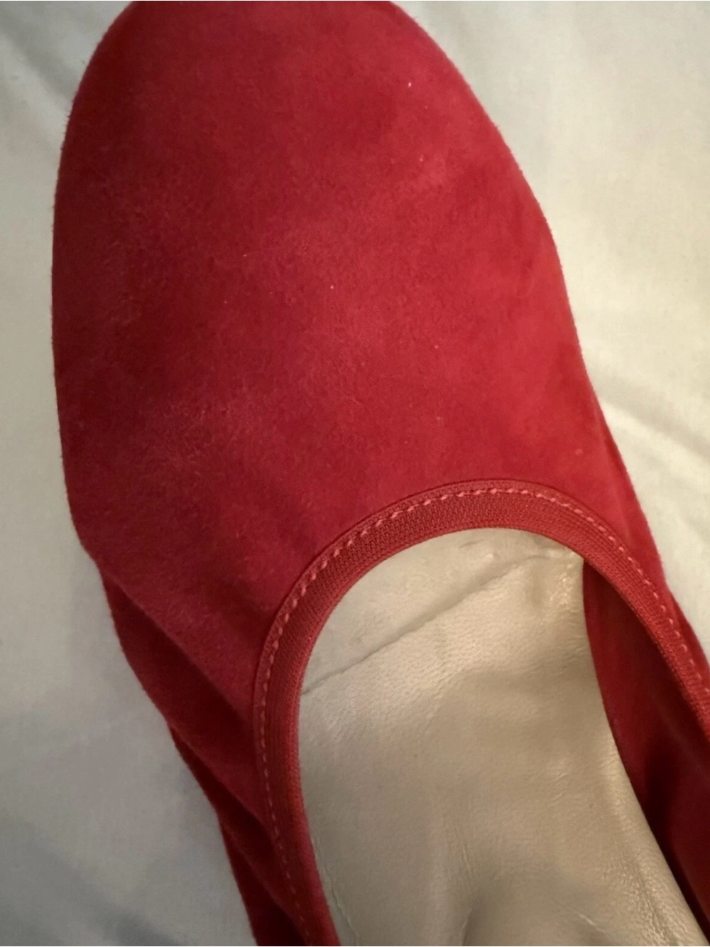 Perlato Red Women's Suede Slip-On Ballerina Low Hill Show sz 40